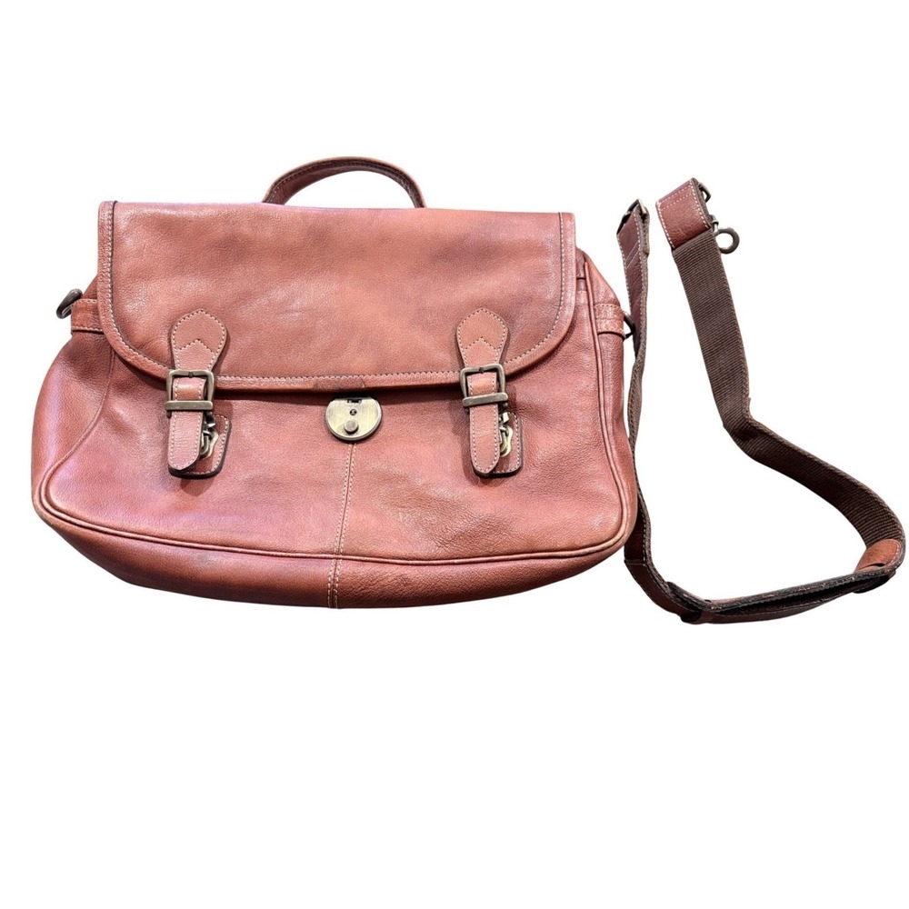 Vintage Giromy Samoni Brown Leather Messenger Bag Satchel Crossbody Shoulder Bag